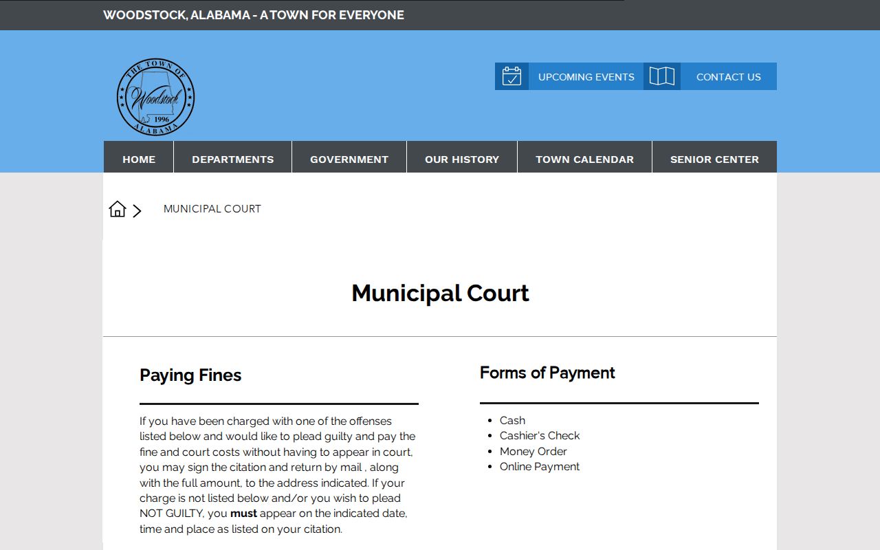Woodstock court information for a Bibb County outstanding municipal warrant question