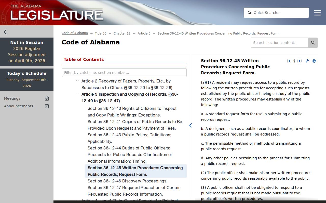 Bibb County arrest warrant records request procedure under Alabama law